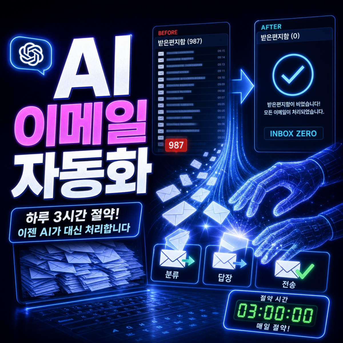 AI 이메일 자동화 하루 30분을 3분으로 줄이는 썸네일