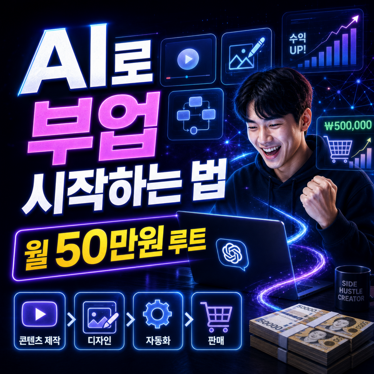 AI로 부업 시작하기 — 초보도 월 50만원 버는 현실적인 5가지 방법 | AIRA