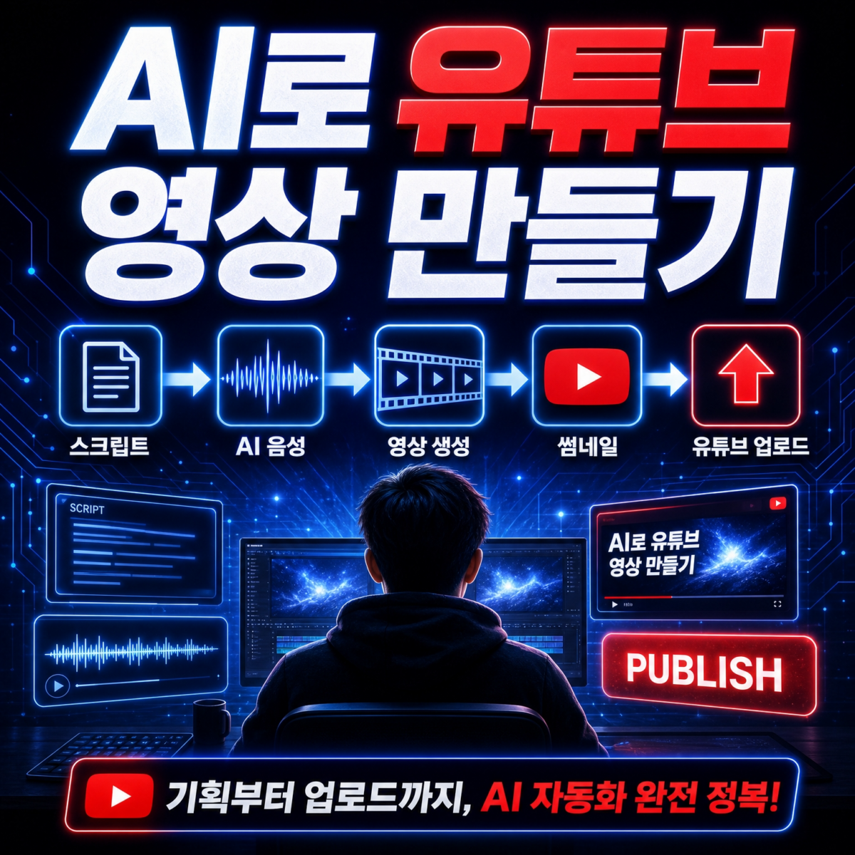 AI 유튜브 영상 제작 기획 스크립트 편집 자막 자동화 썸네일