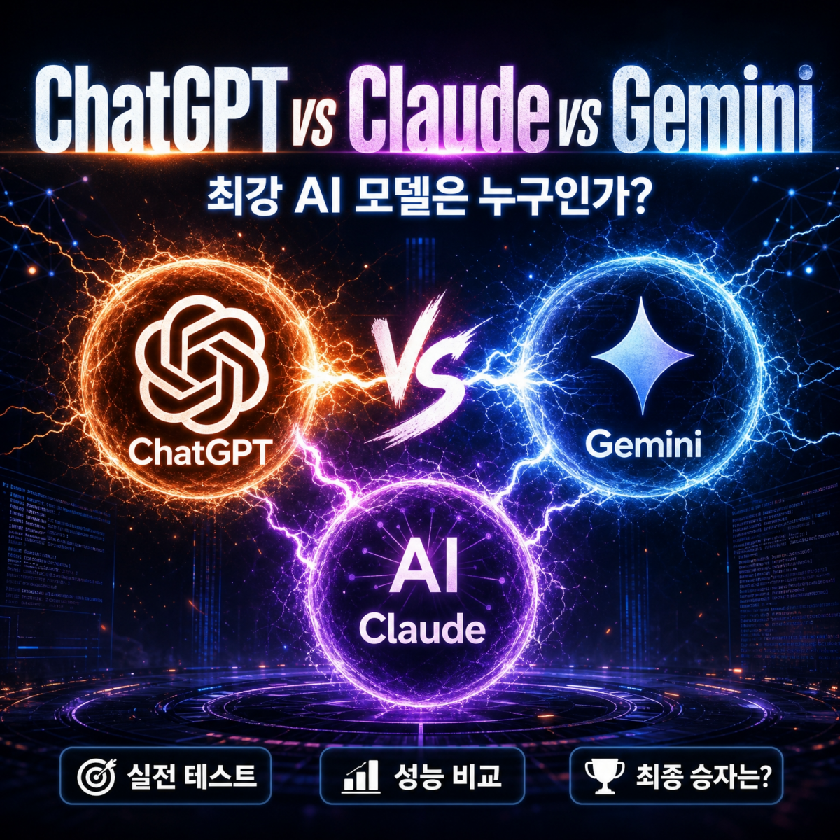 ChatGPT vs Claude vs Gemini 2026 최강 AI 모델 비교 썸네일